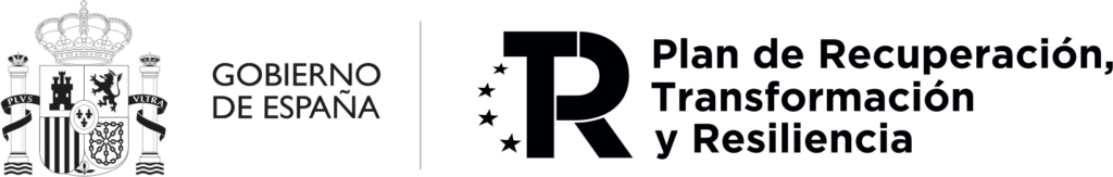 Logotipos oficiales del Gobierno de España y del Plan de Recuperación, Transformación y Resiliencia para proyectos de administraciones públicas.