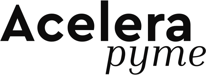 Logotipo de Acelera pyme, iniciativa para el apoyo a la transformación digital de pequeñas y medianas empresas.